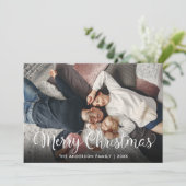 メリークリスマススクエレガントリプト雪片写真 シーズンカード (スタンド正面)