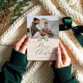 メリークリスマススクエレガントリムボウ&リボン写真 シーズンカード