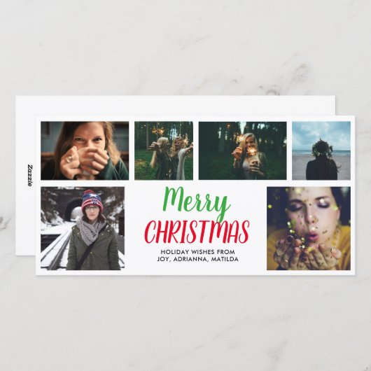 メリークリスマススクカジュアルリプト6枚のフォトコラージュ シーズンカード (正面/裏面)