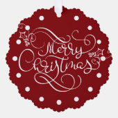 メリークリスマススクファンシーリットフォトカスタムカラー オーナメントカード (正面)