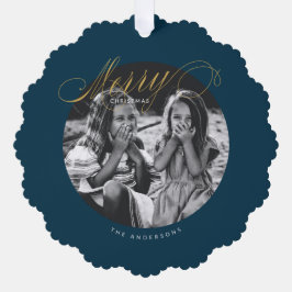 メリークリスマススクファンシーリプトモダン オーナメントカード