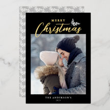 メリークリスマススクモダンリットフォトブラック金ゴールド