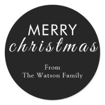 メリークリスマススクモダンリットラウンドステッカー