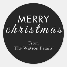 メリークリスマススクモダンリットラウンドステッカー ラウンドシール