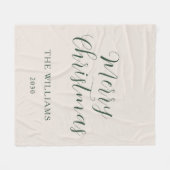 メリークリスマススクモダンリプトカスタムファミリー フリースブランケット (正面(横))