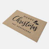 メリークリスマススクモダンリプトパーソナライズされたホリデー ドアマット (アングル)