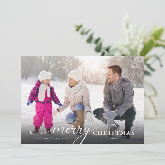 メリークリスマススクモダンリプト写真クリスマス シーズンカード (スタンド正面)