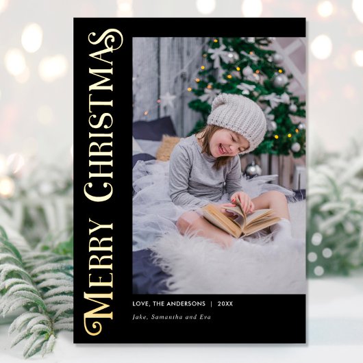 メリークリスマススクモダンリプト写真クリスマス 箔シーズンカード