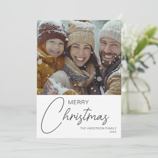 メリークリスマススクモダンリプト家族の写真 シーズンカード (スタンド正面)