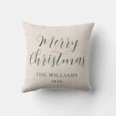 メリークリスマススクモダンリプト家族グリーンベージュ クッション (裏面)