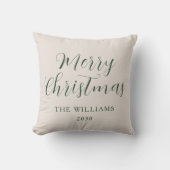メリークリスマススクモダンリプト家族グリーンベージュ クッション (正面)
