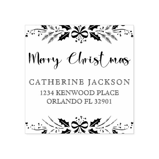 メリークリスマススクモダンリプト差出人住所 ラバースタンプ (インプリント)