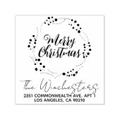 メリークリスマススクリプトかわいいリースフレームカスタム セルフインキングスタンプ (デザイン)