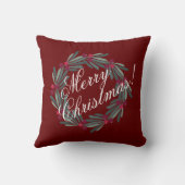 メリークリスマススクリプトかわいらしフェスティバルレッド クッション (裏面)