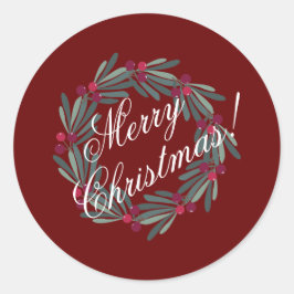 メリークリスマススクリプトかわいらしフェスティバルレッド ラウンドシール
