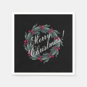 メリークリスマススクリプトかわいらしフェスティバル スタンダードカクテルナプキン (正面)
