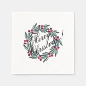 メリークリスマススクリプトかわいらしフェスティバル スタンダードカクテルナプキン (正面)
