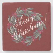 メリークリスマススクリプトかわいらしフェスティバル ストーンコースター (正面)