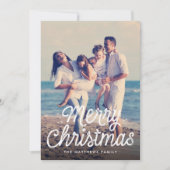 メリークリスマススクリプトのレトロな星写真 シーズンカード (正面)