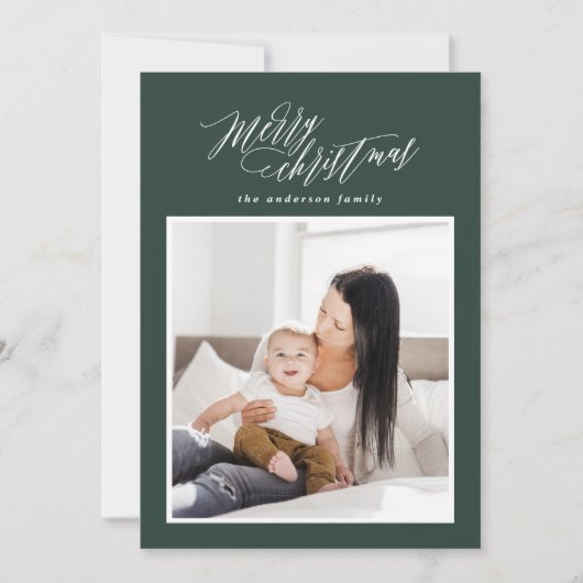 メリークリスマススクリプトの休日1枚の写真カード シーズンカード (正面)