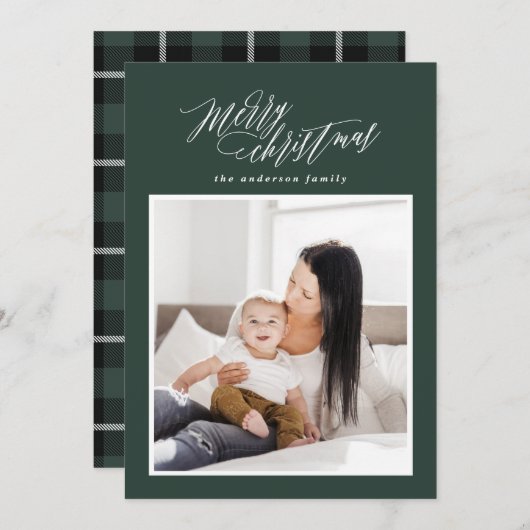 メリークリスマススクリプトの休日1枚の写真カード シーズンカード (正面/裏面)