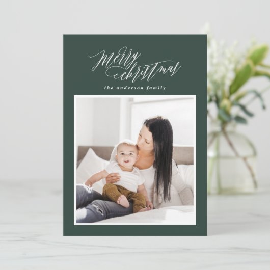 メリークリスマススクリプトの休日1枚の写真カード シーズンカード (スタンド正面)