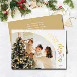 メリークリスマススクリプトの写真 箔シーズンカード<br><div class="desc">金ゴールドホイル実在スのメリークリスマスはのまわりに、これらのクリスマスの写真のグリーティングカードの前にシックなスクリプトで写真を曲げる。あなたの個人的なメッセージと名前は背面にある。画面に表示される内容が印刷されるので、注文をカートに追加する前に注文を再確認する。</div>