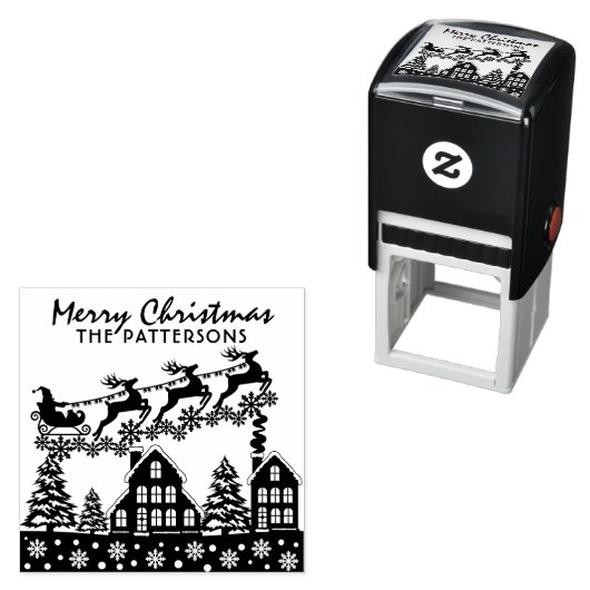 メリークリスマススクリプトウィンターホリデーズ名前をカスタムする セルフインキングスタンプ (インサイチュ)