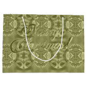 メリークリスマススクリプトエレガントグリーン ラージペーパーバッグ (裏面)