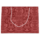 メリークリスマススクリプトエレガントバーガンディーレッド ラージペーパーバッグ (正面)