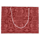 メリークリスマススクリプトエレガントバーガンディーレッド ラージペーパーバッグ (裏面)