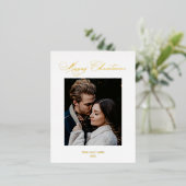 メリークリスマススクリプトエレガント箔 箔シーズンポストカード (立ち正面)