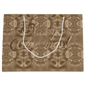 メリークリスマススクリプトエレガント銅茶 ラージペーパーバッグ (正面)