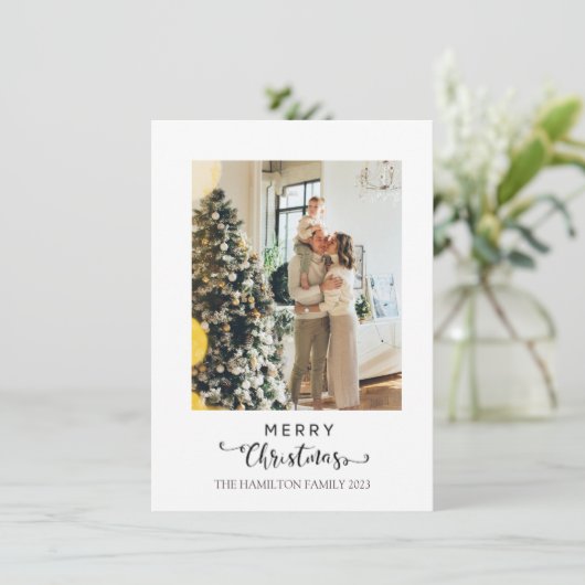 メリークリスマススクリプトグリーンイエロープレイド写真 シーズンカード (スタンド正面)