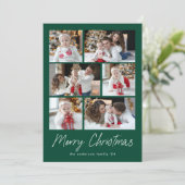 メリークリスマススクリプトグリーン6フォトコラージュ シーズンカード (スタンド正面)