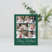 メリークリスマススクリプトグリーン6フォトコラージュ シーズンポストカード (スタンド正面)