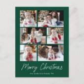 メリークリスマススクリプトグリーン6フォトコラージュ シーズンポストカード (正面)