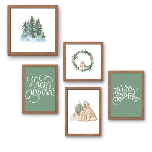 メリークリスマススクリプトグリーン ポスター