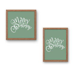 メリークリスマススクリプトグリーン ポスター