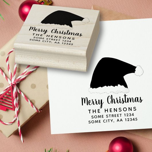 メリークリスマススクリプトサンタハットファミリーアドレス ラバースタンプ