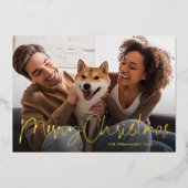 メリークリスマススクリプトシンプルおもしろい1枚赤 箔シーズンカード (正面)