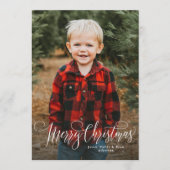 メリークリスマススクリプトシンプルの緑の写真 シーズンカード (正面)