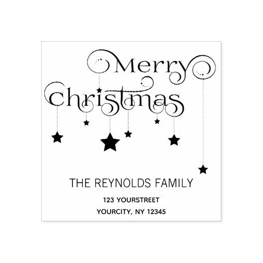 メリークリスマススクリプトスターズ差出人住所スタンプ ラバースタンプ (インプリント)