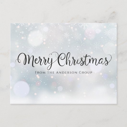 メリークリスマススクリプトスノーフレークスオフィスホリデー 案内ポストカード (正面)