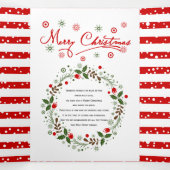 メリークリスマススクリプトタイポグラフィとリース写真 三つ折りクリスマスカード (内部中)