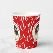 メリークリスマススクリプトタイポグラフィの休日の写真 紙コップ (左)