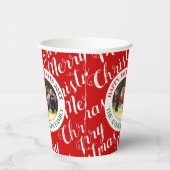メリークリスマススクリプトタイポグラフィの休日の写真 紙コップ (右)