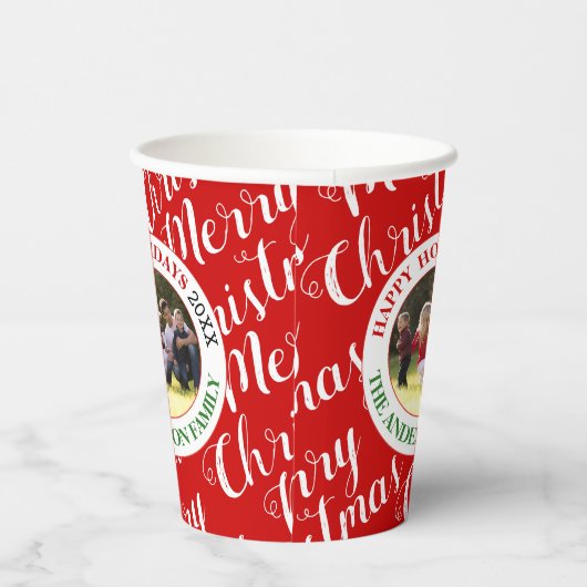 メリークリスマススクリプトタイポグラフィの休日の写真 紙コップ (右)