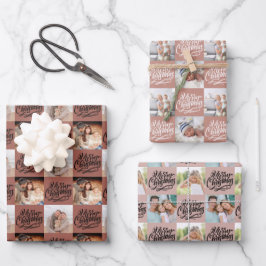 メリークリスマススクリプトチェッカーボード6写真 ラッピングペーパーシート