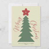 メリークリスマススクリプトツリーのスターレッドモダングリーン シーズンカード (正面)